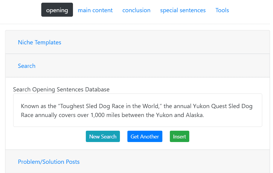 sentence generator from a word